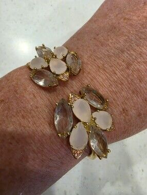 Kate Spade New York Blushing Blooms Bracelet Pink Multi Blush Gold Hinged Bangle